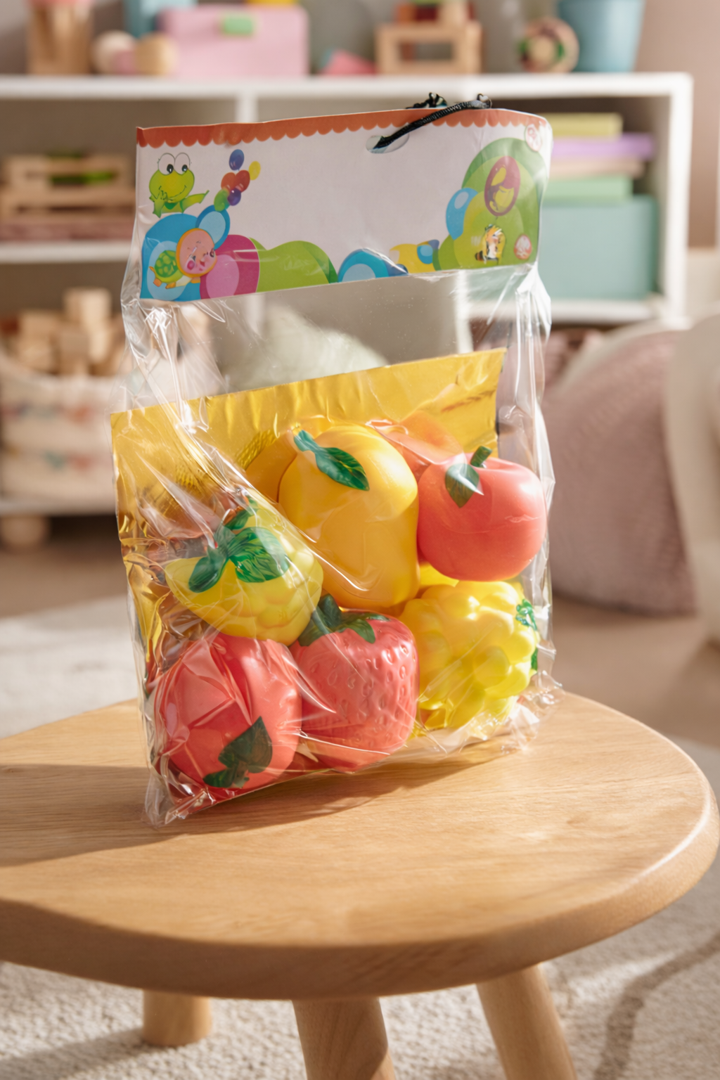 Kids Fruit Shape Soft Squeeze Toy Set – Colorful Stress Relief Toy for Kids | Safe & Non-Toxic